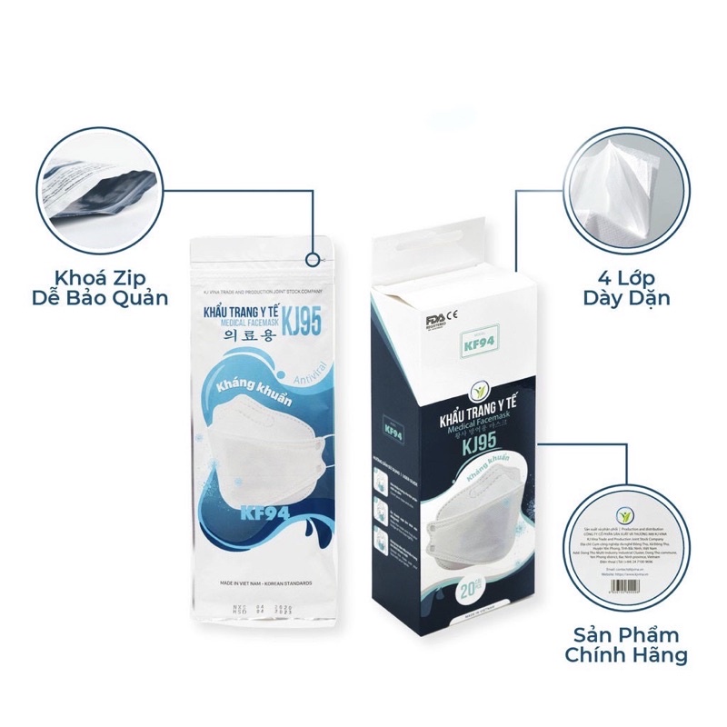 [CHÍNH HÃNG] Khẩu Trang 4D Mask Model KF94 4 Lớp Kháng Khuẩn KJ95 Medical Facemask Chuẩn FDA - CE Công Nghệ Hàn Quốc