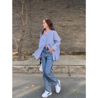 TheBlueTshirt - Áo Sơ Mi Phom Rộng Nữ - Oversized Patch Shirt