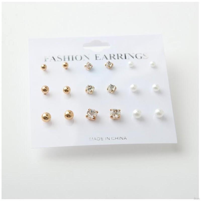 Set 12 đôi khuyên tai đơn giản thời thượng