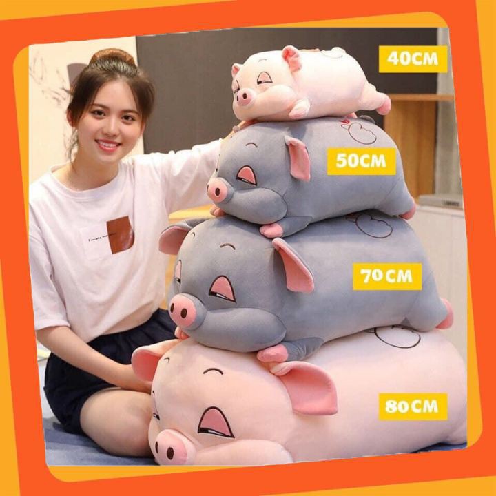 Gấu Bông Heo Hồng🐖  [Siêu Rẻ]🐖 Gấu Bông to Gối Ôm Heo Lợn-.Thú Nhồi Bông phê cần lim dim Siêu to khổng lồ béo