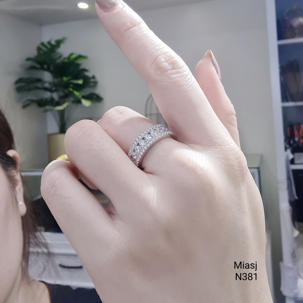 Nhẫn nữ bạc Ý S925 MiASJ thân dày dặn nạm đá cao cấp N381