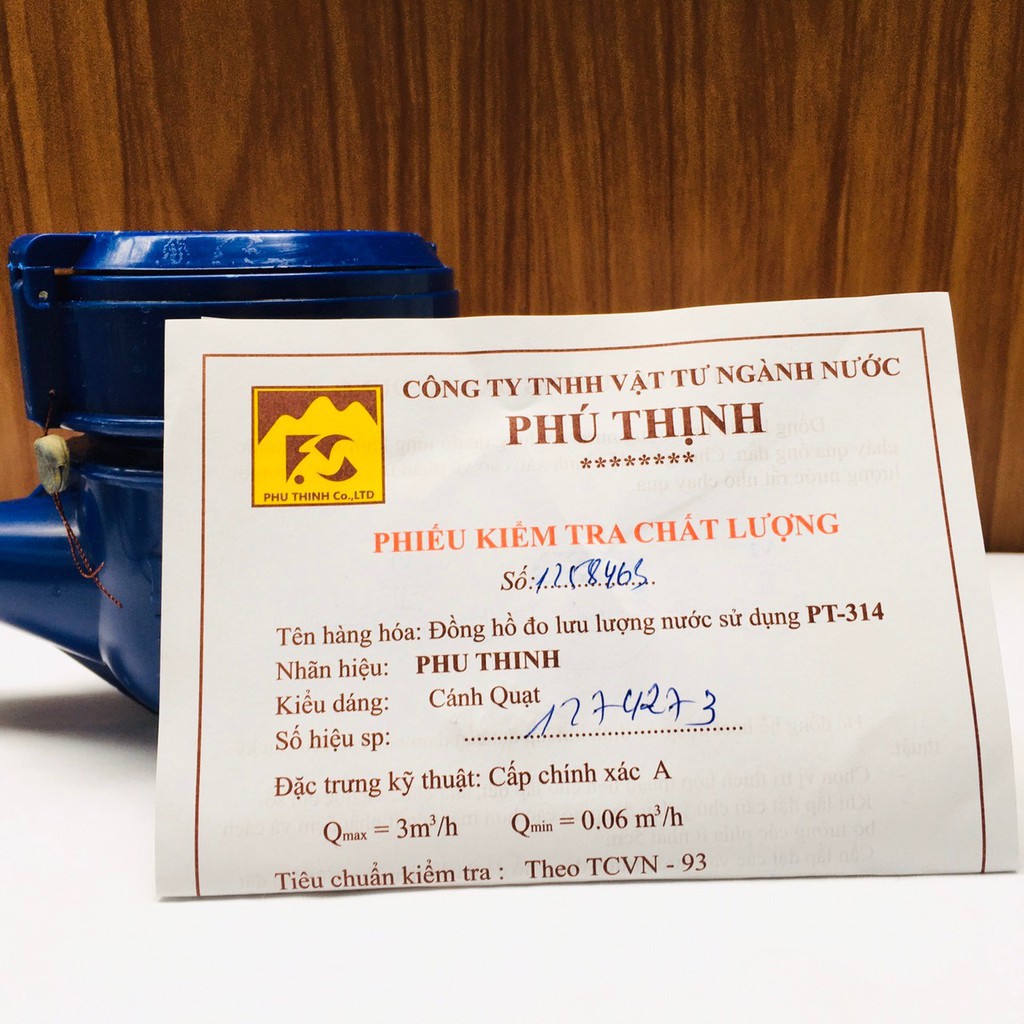 Đồng Hồ Đo Lưu Lượng Nước PHÚ THINH 314 ( Có giấy kiểm định và phiếu bảo hành ), Đồng hồ nước - LICLAC