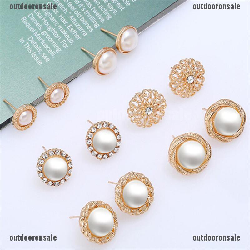 Set 6 Đôi Bông Tai Đính Pha Lê Thanh Lịch Dành Cho Nữ