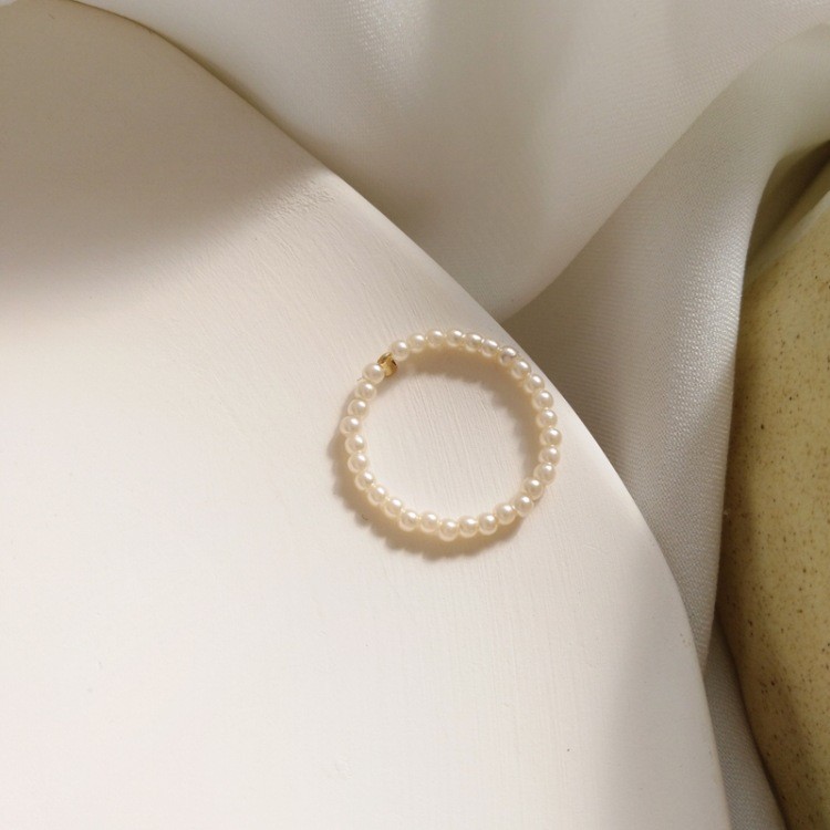 Nhẫn đính hạt ngọc trai kiểu dáng đơn giản phong cách Hàn Quốc