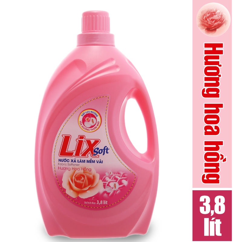 [Mã BMBAU50 giảm 7% tối đa 50K đơn 99K] Nước Xả Vải LIX Hương Hoa Hồng 3.8L - Lưu hương trên từng sợi vải - LSH01