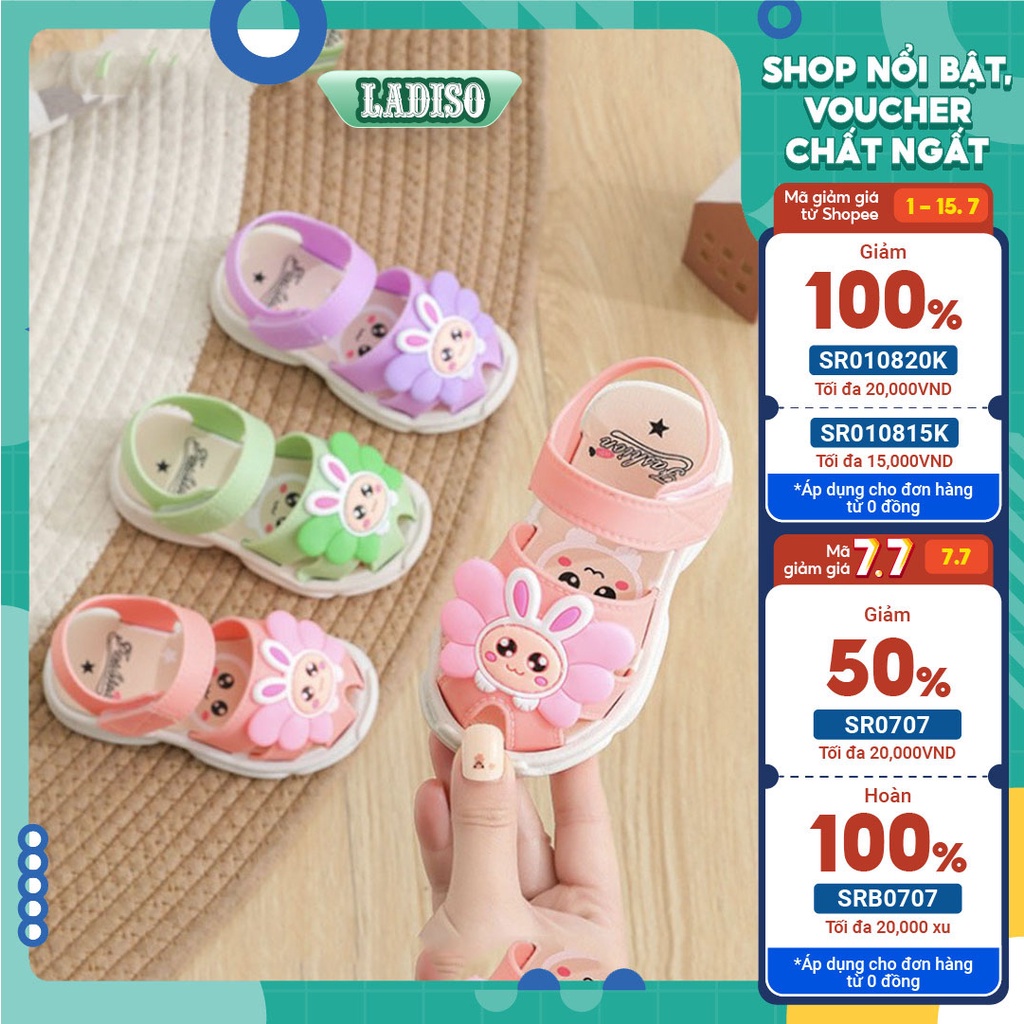 Giày bé gái hình thỏ LADISO cực dễ thương chất liệu mềm mại giúp bé đi rất êm chân và thoải mái TT402
