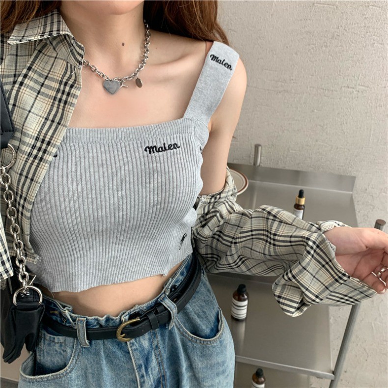 Áo Hai Dây Thêu Chữ Thời Trang Gợi Cảm Cho Nữ