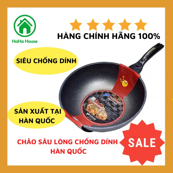 Chảo chống dính sâu lòng Coopia Hàn Quốc - Chảo vân đá siêu bền- Size lớn 30 cm