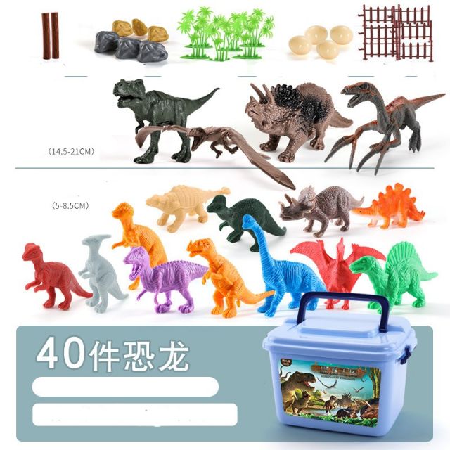 Tặng them 6 con mini]Bộ siêu tập mô hình công viên khủng long hộp 52 món.