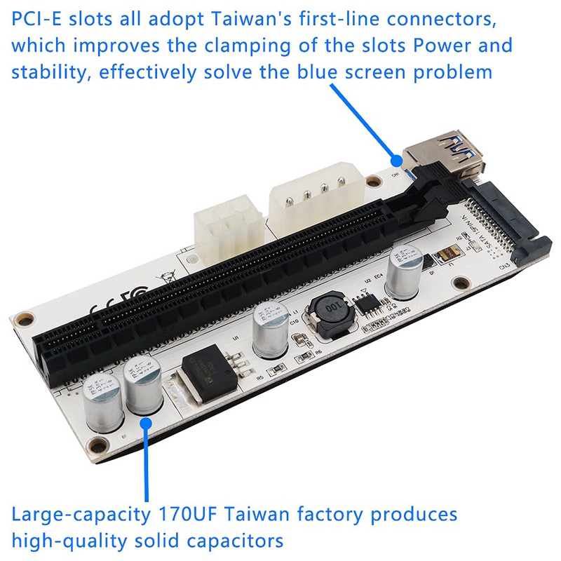 Card Mở Rộng 60cm Pci-E 1x Sang 16x + Giao Diện 4pin 6pin | BigBuy360 - bigbuy360.vn