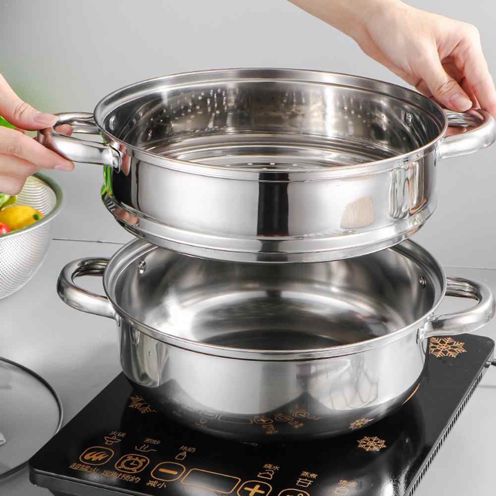 NỒI HẤP INOX 2 TẦNG POT 28 CM DÙNG BẾP TỪ, BẾP HỒNG NGOẠI, BẾP GA - khosigiadung