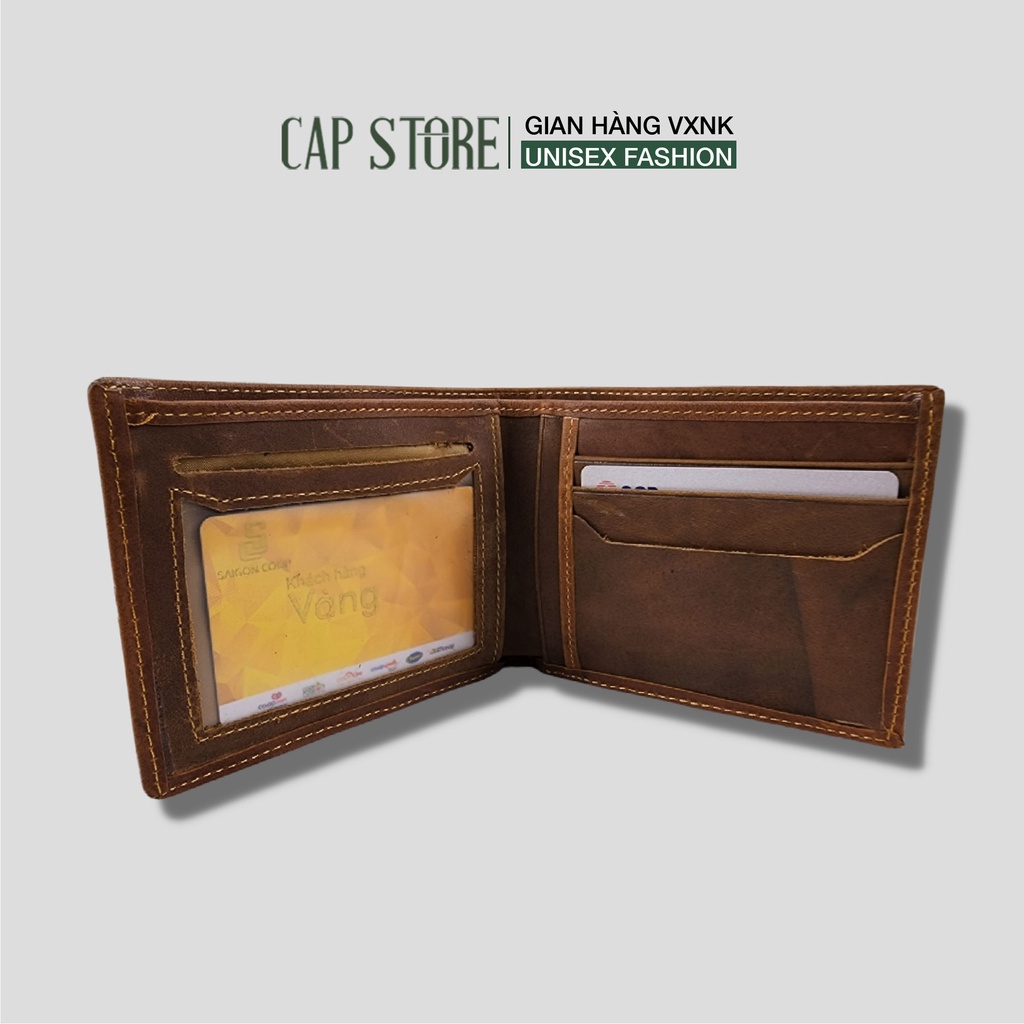 Bóp ví da nam nhiều ngăn chứa từ da bò thật nhập khẩu cao cấp được thiết kế tinh gọn thời trang bền đẹp Capstore.vn DS01