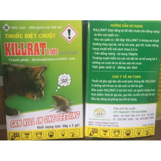 Thuốc diệt chuột Kill Rat Hộp 2 gói 80G