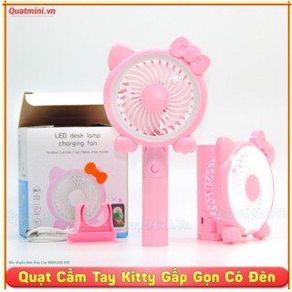 Sỉ Quạt mini hình hello Kitty 3 tốc độ có đế cắm điện thoại và có đèn led
