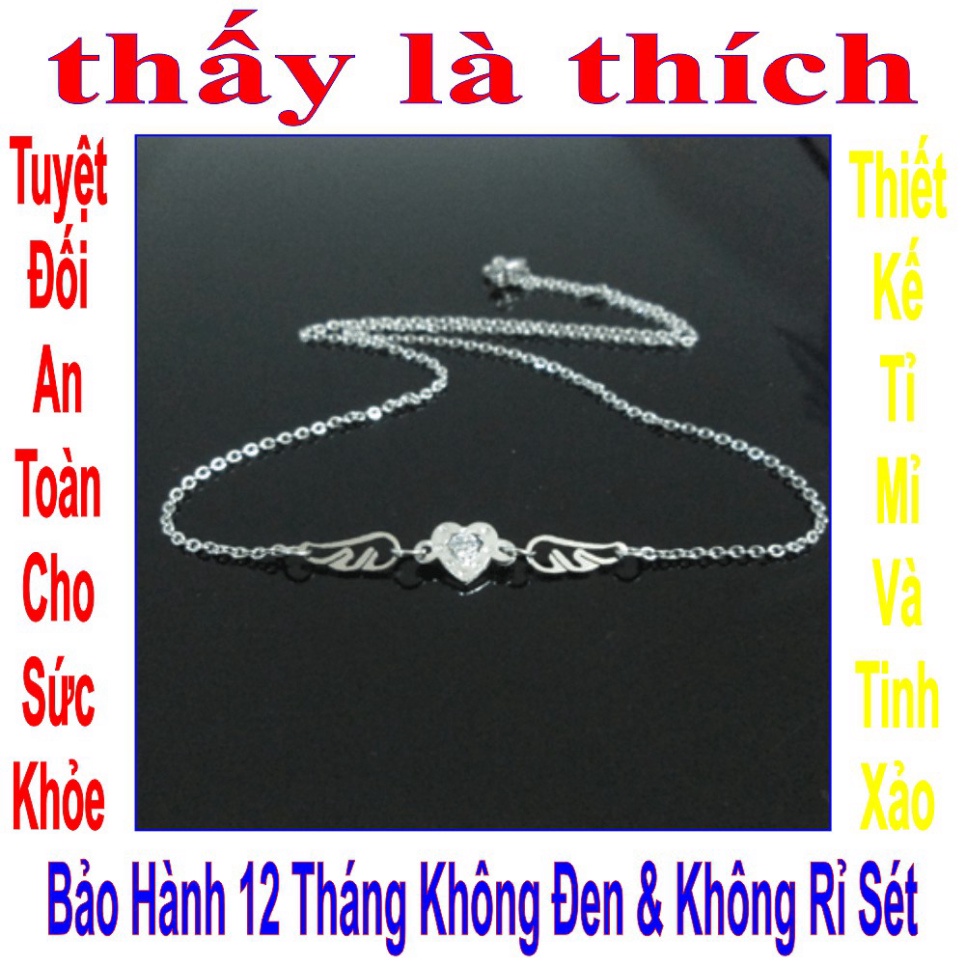 Dây chuyền bé gái đôi cánh đính đá phối trái tim xinh xinh - An toàn cho trẻ -Cam kết 1 đổi 1 nếu hoen , gỉ sét