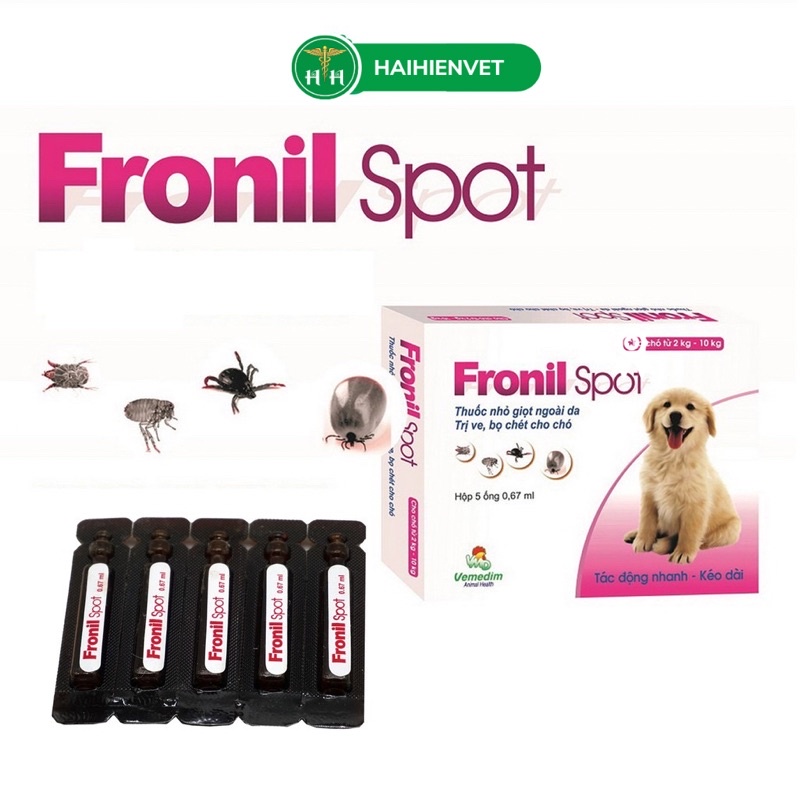 Fronil Spot 0,67 x 5 tuýp- diệt ve, bọ chét trên chó- nhỏ giọt ngoài da
