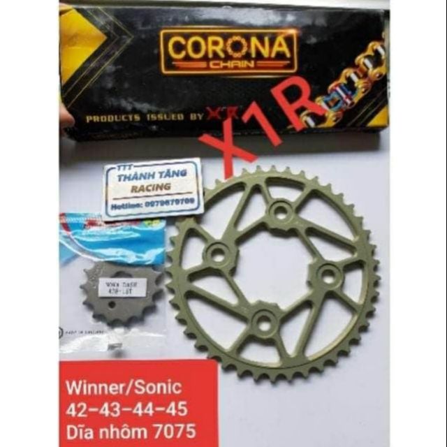 NHÔNG SÊN DĨA WINNER/SONIC 150/CBR150 VERZA DĨA NHÔM 7075 XÁM SÊN PHỐT ĐỎ X1R