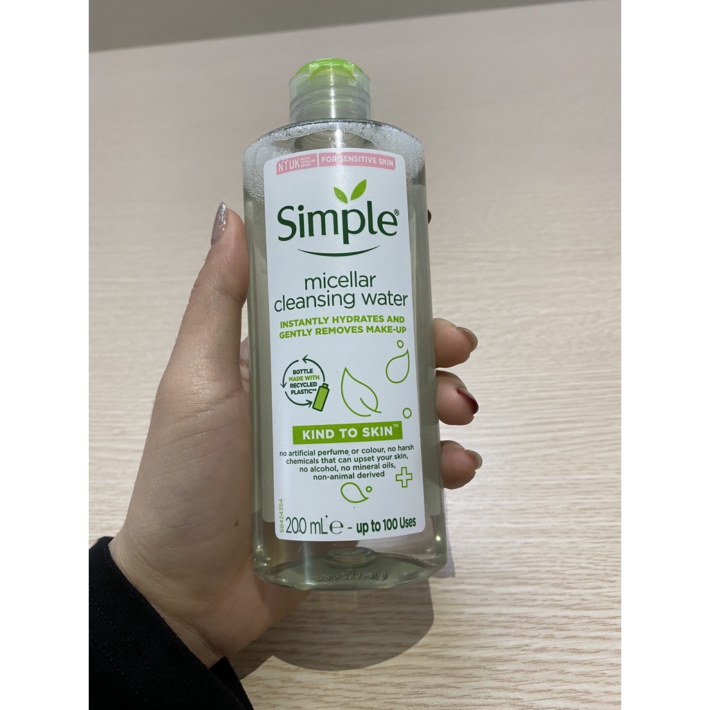 Nước Tẩy Trang Simple Micellar Cleansing Water 200ml - Dịu Nhẹ, Không Gây Kích Ứng Da, Không Gây Mụn