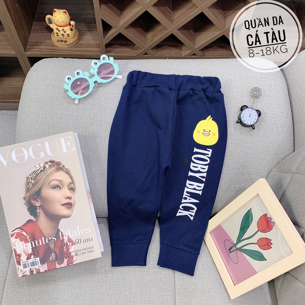 Quần dài trẻ em, Quần dài bo chun cho bé in hình gà con mẫu TOBYBLACK
