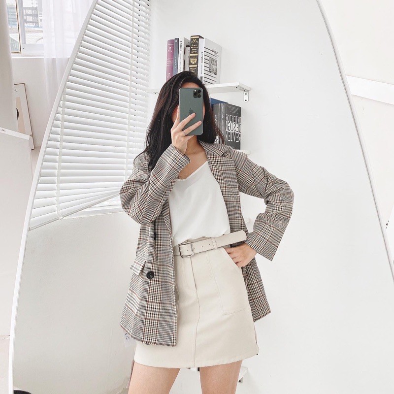 blazer kẻ nâu 1 lớp | BigBuy360 - bigbuy360.vn