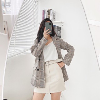 blazer kẻ nâu 1 lớp