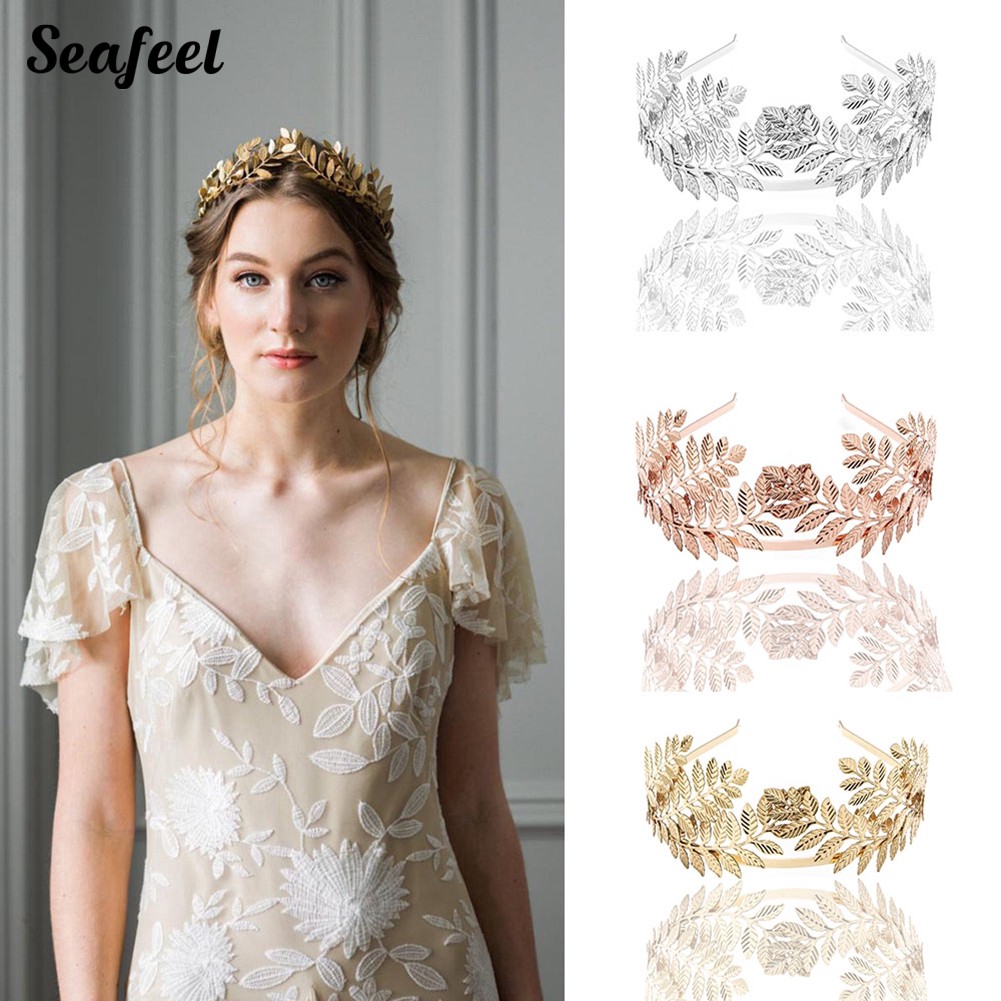 SF Women Leaves Crown Headband Wedding Party Headwear Hair Accessories