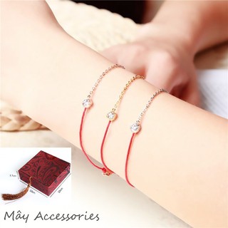 Vòng tay sợi chỉ đỏ may mắn mix hạt dây titan kèm hộp quà tặng sang trọng