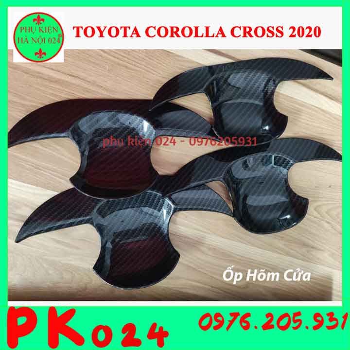 [Corolla Cross 2020] Bộ Ốp Tay Nắm  Hõm Cửa Ô Tô Corolla Cross 2020 Vân Cacbon