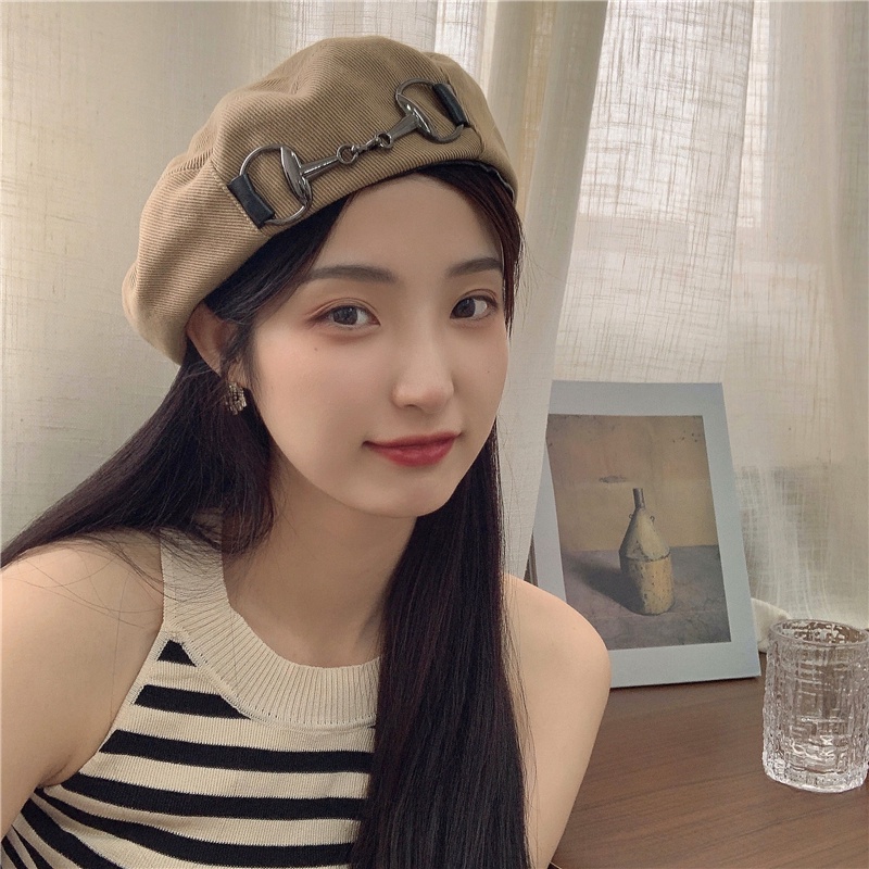 Mũ Beret Kim Loại Phong Cách Thời Trang Vintage Nhật Bản Dành Cho Nữ