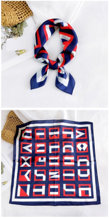 Khăn turban lụa mini size 58x58cm in hình chữ cái - Maben