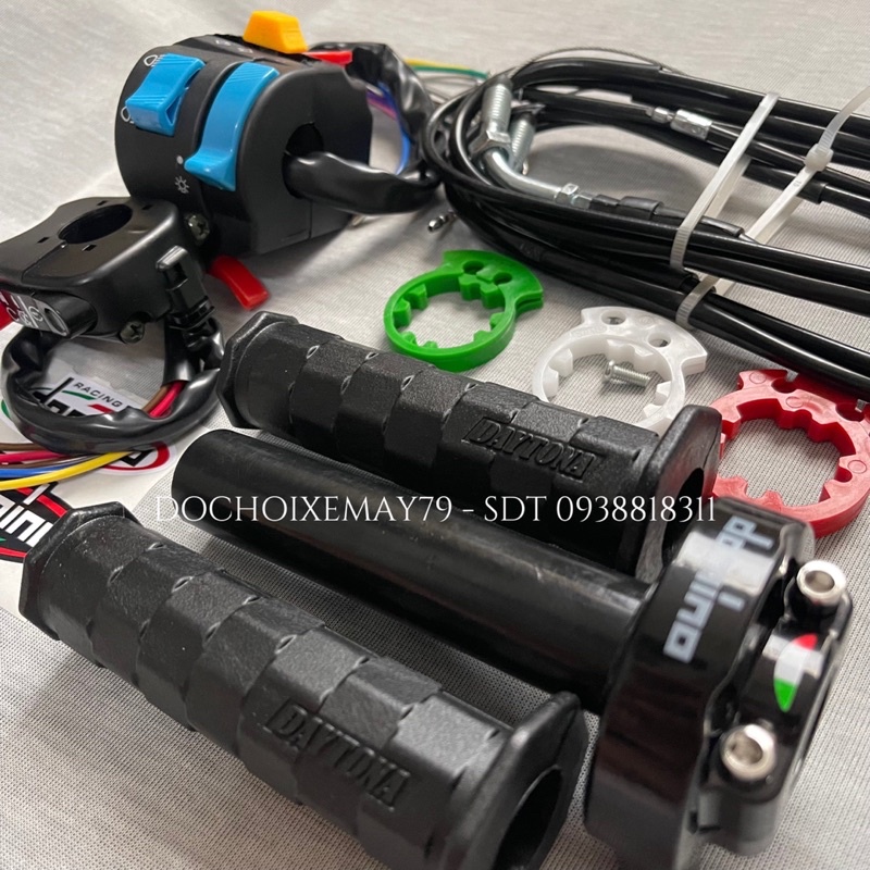 Combo cùm tăng tốc Domino + cùm công tắc Fz + bao tay Daytona
