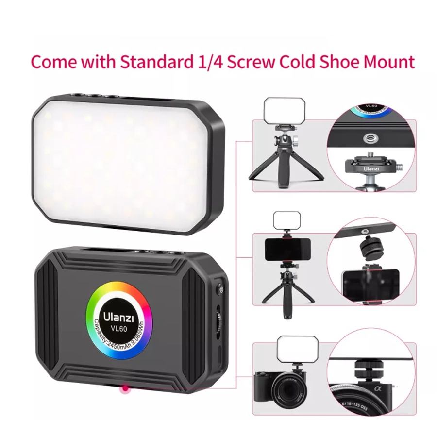 ULANZI VL60 RGB  - Đèn LED Đổi Màu Tích Hợp Pin 2450mAh  | Hàng Chính Hãng