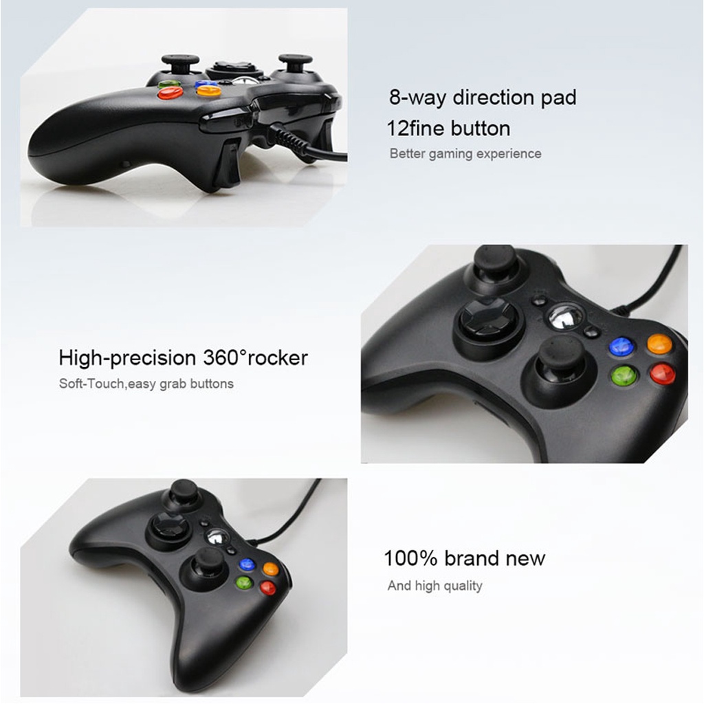 Tay cầm chơi game có dây cho Xbox 360, PC, Laptop Cần điều khiển  có rung FIFA Online 4 fo4  Gamepad Full Skill