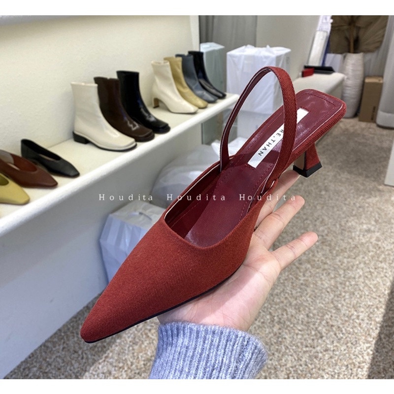 Giày cao gót bít mũi nữ 5p mũi nhọn gót nhọn dáng sandal slingback thời trang công sở đẹp - HOUDITA - SGMN010