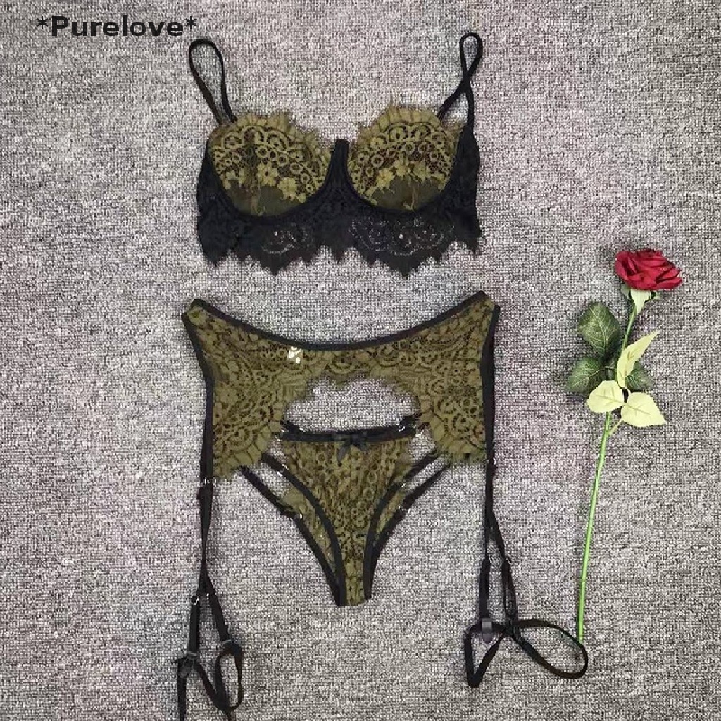 Bộ Đồ Lót 3 Món Phối Ren Quyến Rũ Dành Cho Nữ