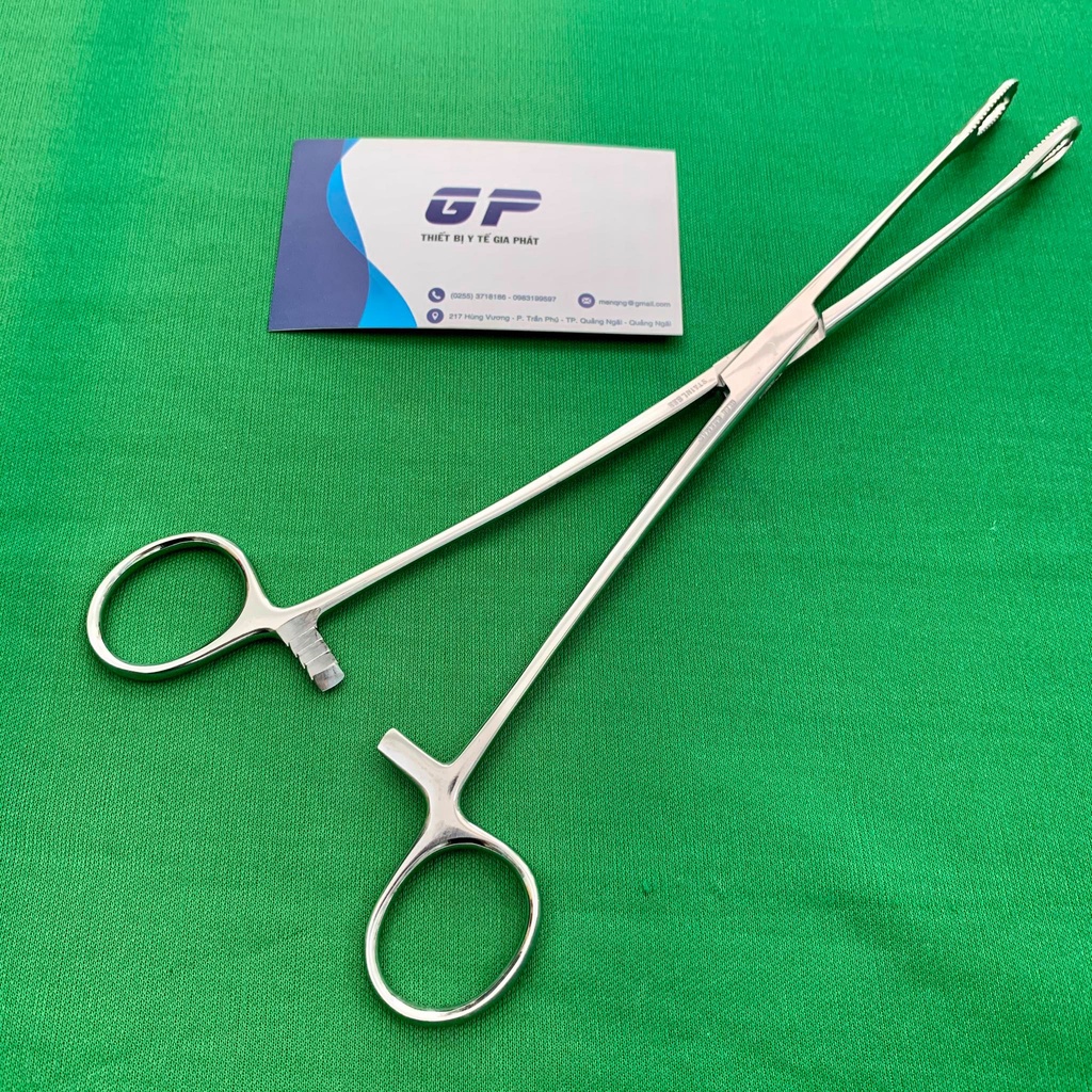 KẸP GẠC SẢN KHOA PEN KẸP BÔNG THẲNG CÓ RĂNG 25CM INOX KẸP HÌNH TIM ĐẦU LỚN