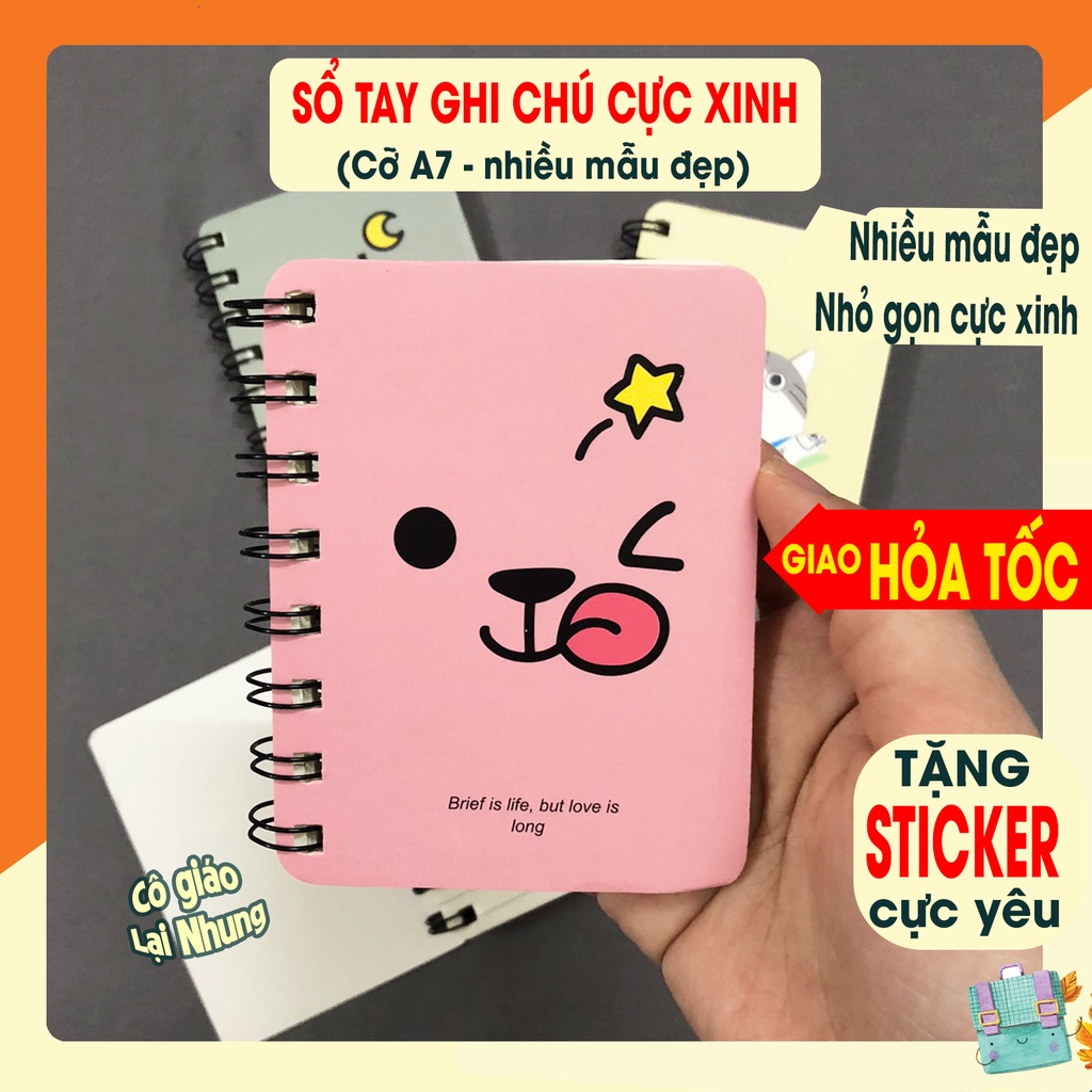 [Mã LIFE20KALL giảm 10% đơn 50K] [Tặng sticker] Sổ tay mini A7 nhỏ xinh, ghi chú tiện lợi - Nhiều mẫu đẹp, dễ thương