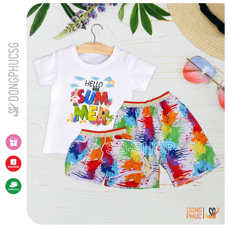 Đồ đi biển nam nữ hội nhóm - Set đi biển gồm áo và quần nổi bật - Chất thun dày dặn DDB94-2 | DONGPHUCSG
