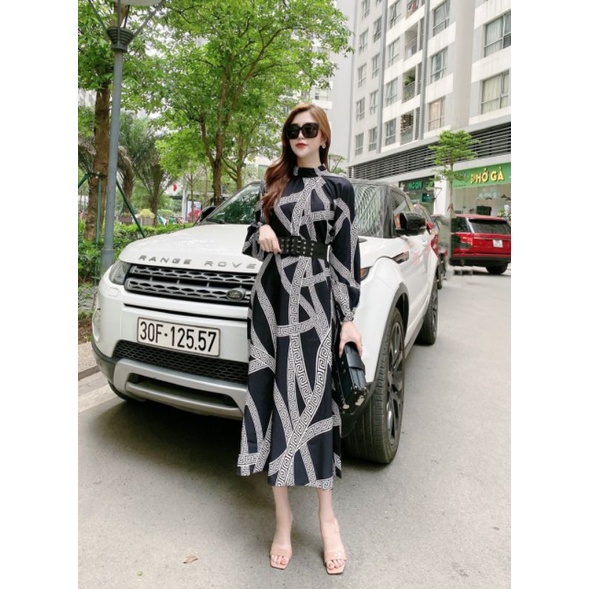 Đầm hoạ tiết đen
