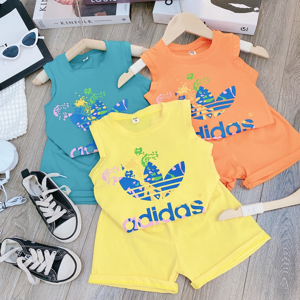 Bộ ba lỗ bé trai chất cotton QC họa tiết ba lá thấm hút mồ hôi tốt cho bé