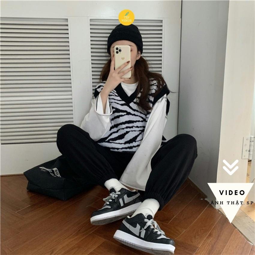 Quần Jogger Nỉ Nữ Thêu Mặt Cười Quần Ống Rộng Bo Gấu Chất Nỉ Dày Dặn Tep Venus