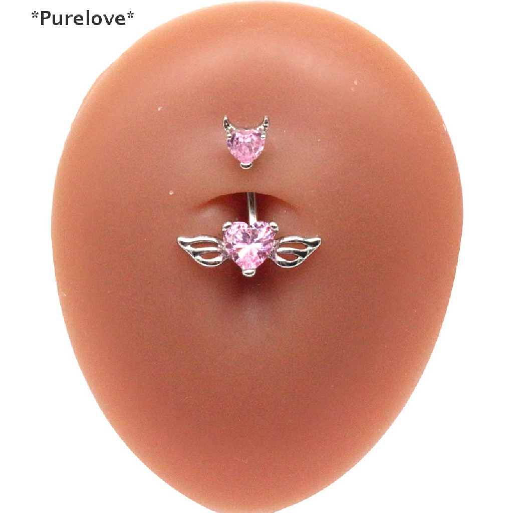 [Purelove] Khuyên Rốn Đính Pha Lê Hình Trái Tim Đôi Cánh Thời Trang