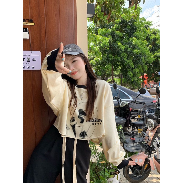 Áo Sweater Mỏng Tay Dài Dáng Rộng Phối Màu Tương Phản Thời Trang Mùa Thu 2022 Cho Nữ