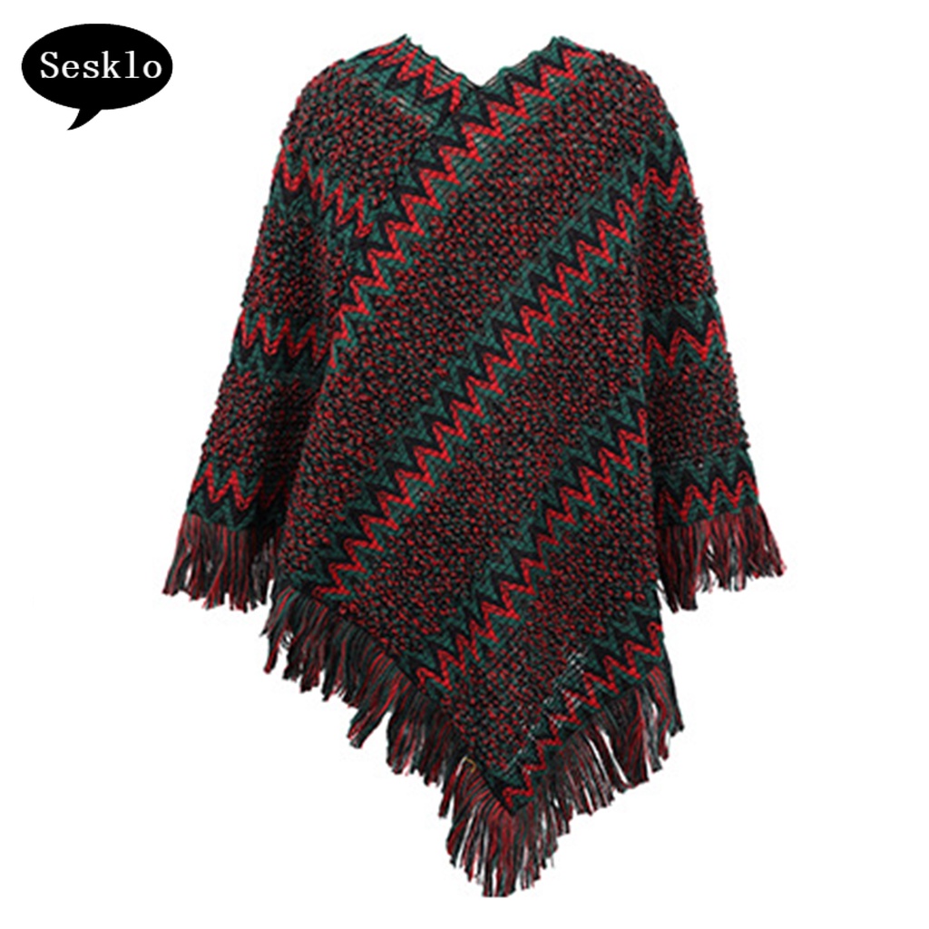 [SK] Áo choàng poncho dáng rộng viền cách điệu giữ ấm cho nữ hàng ngày
 | BigBuy360 - bigbuy360.vn