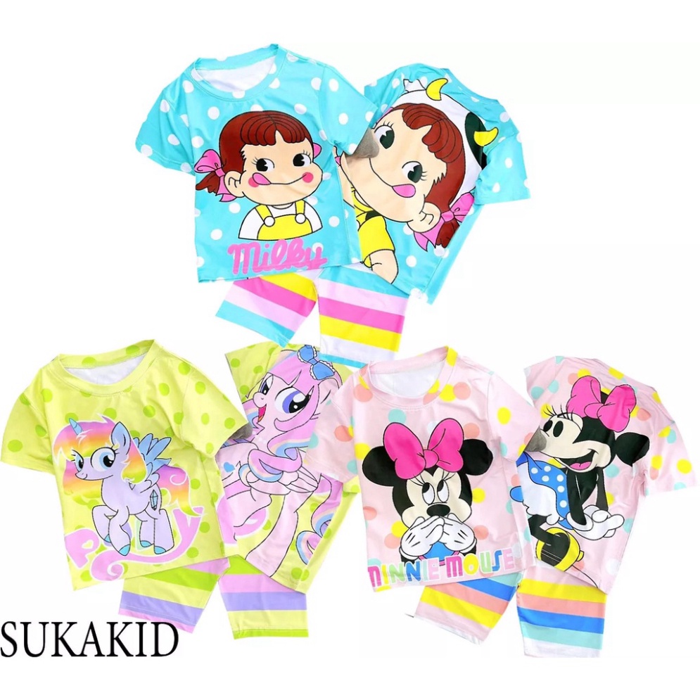 Bộ bé gái 3d hình siêu cute chất liệu thoáng mát mềm mịn hinh in bé gái mecke.chuột mecke.ngựa mắt kinh 6kg -4