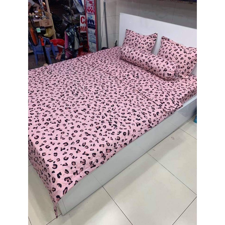 Bộ Ga gối 1m6x2m1 ga 2 vỏ gốiCotton Poly,nhiều mẫu hot-MẪU DA BÁO HỒNG