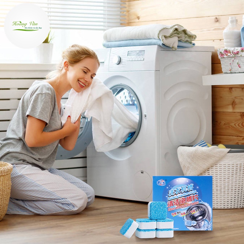 Hộp 12 viên tẩy lồng máy giặt diệt khuẩn 99% - Sử dụng cho cả máy giặt lồng ngang và lồng đứng