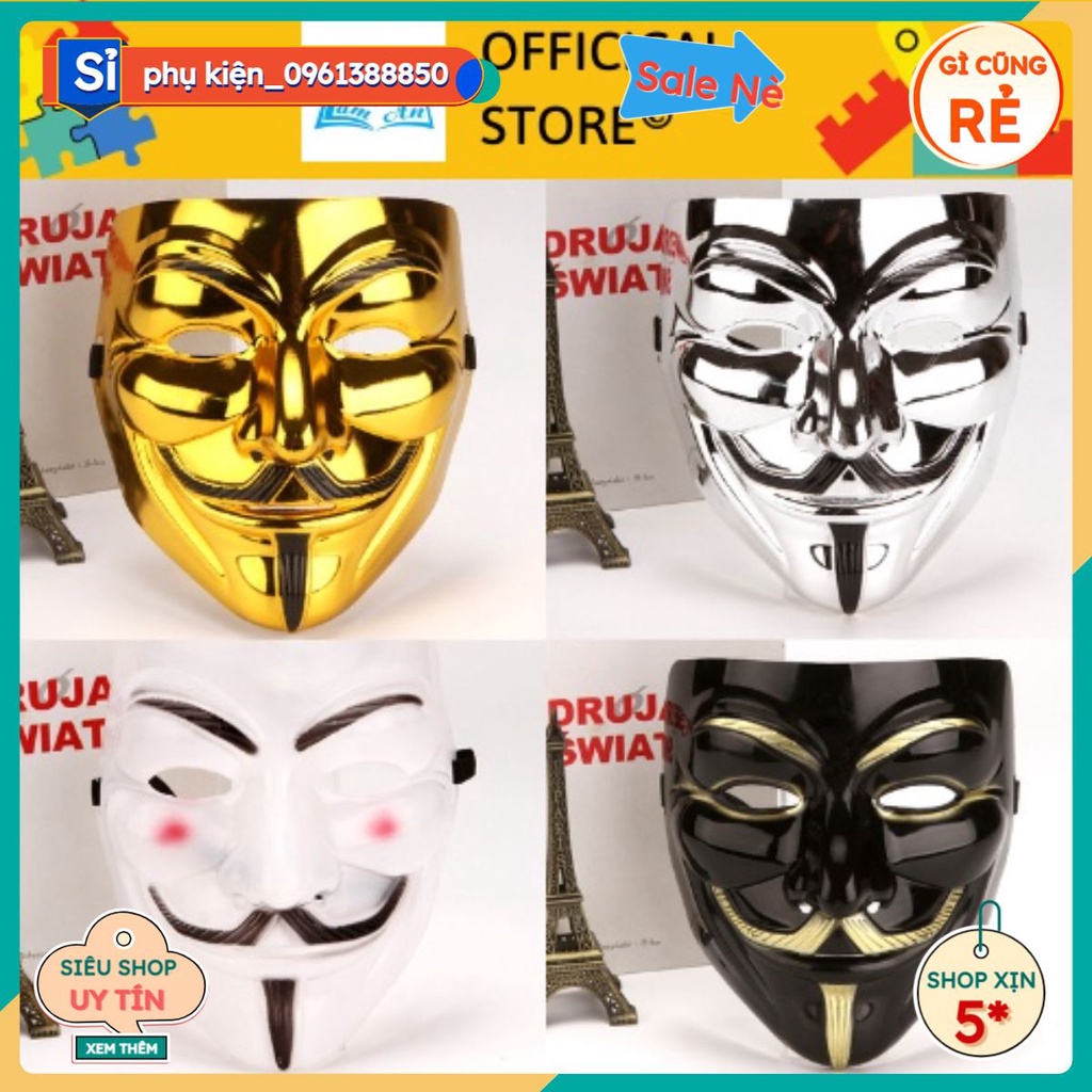 Mặt Nạ Hacker Chúa Anonymous Cực Ngầu (Vàng, Bạc, Đen, Trắng) - Phụ Kiện Hóa Trang, Cosplay Halloween
