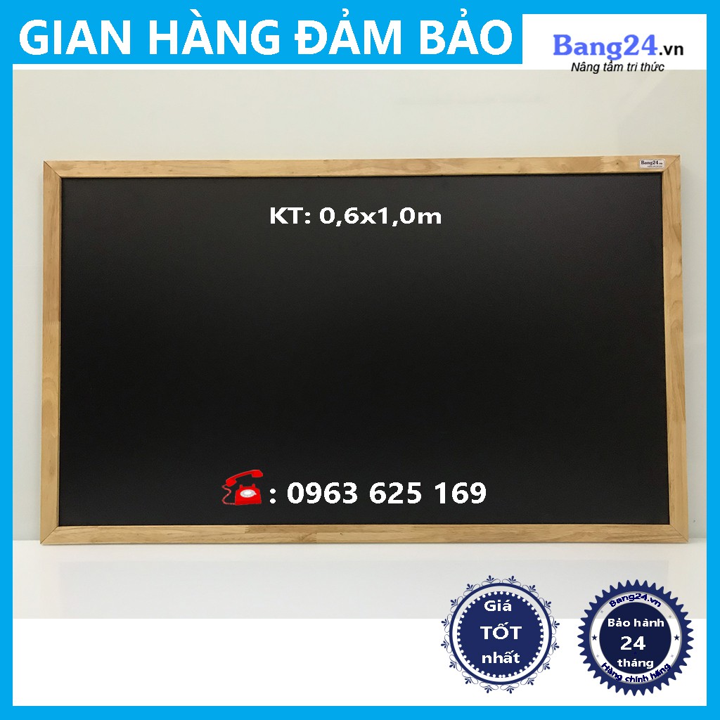 Bảng Menu Đen Khung Gỗ ; KT: 0,6x1,0m (Tặng kèm 1 bút dạ quang, 1 hộp phấn màu và 1 xóa bảng)