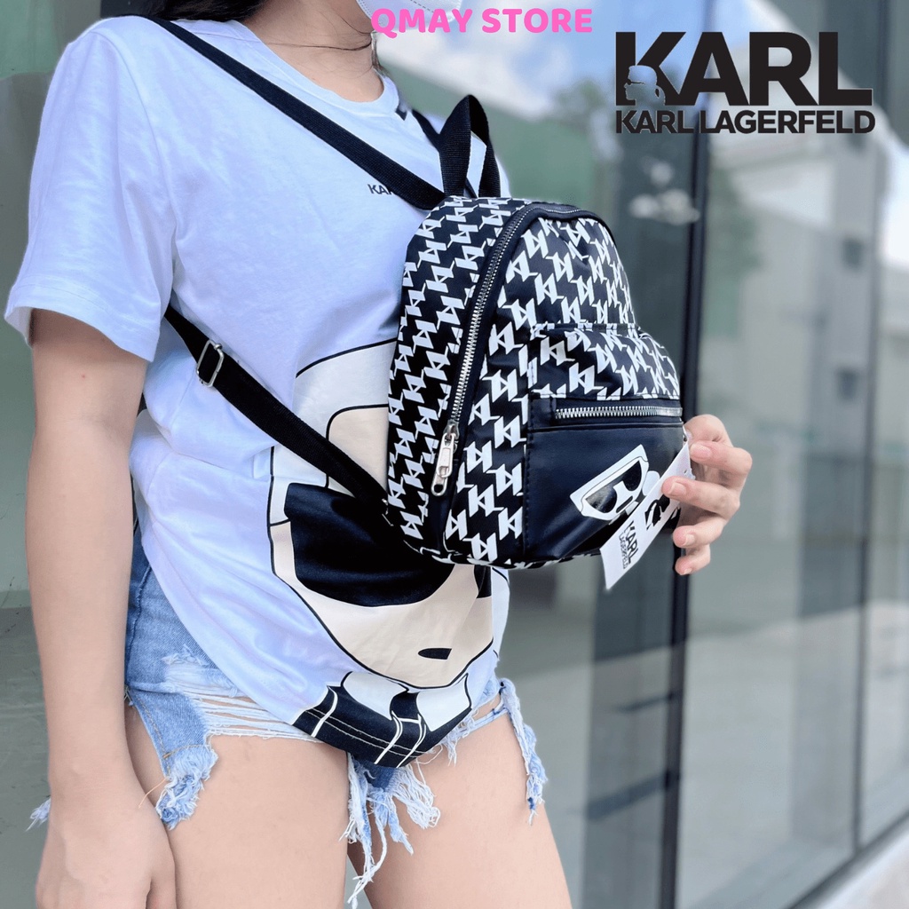 Balo Mini Nữ KARL LAGERFELD Cao Cấp Cute Chống Thấm Nước Full Tem Teg Size | 22cm x 10cm x 6cm
